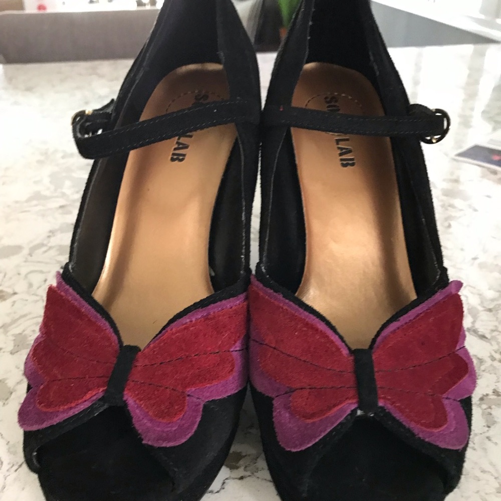 Butterfly vintage peep toe heels women size 10